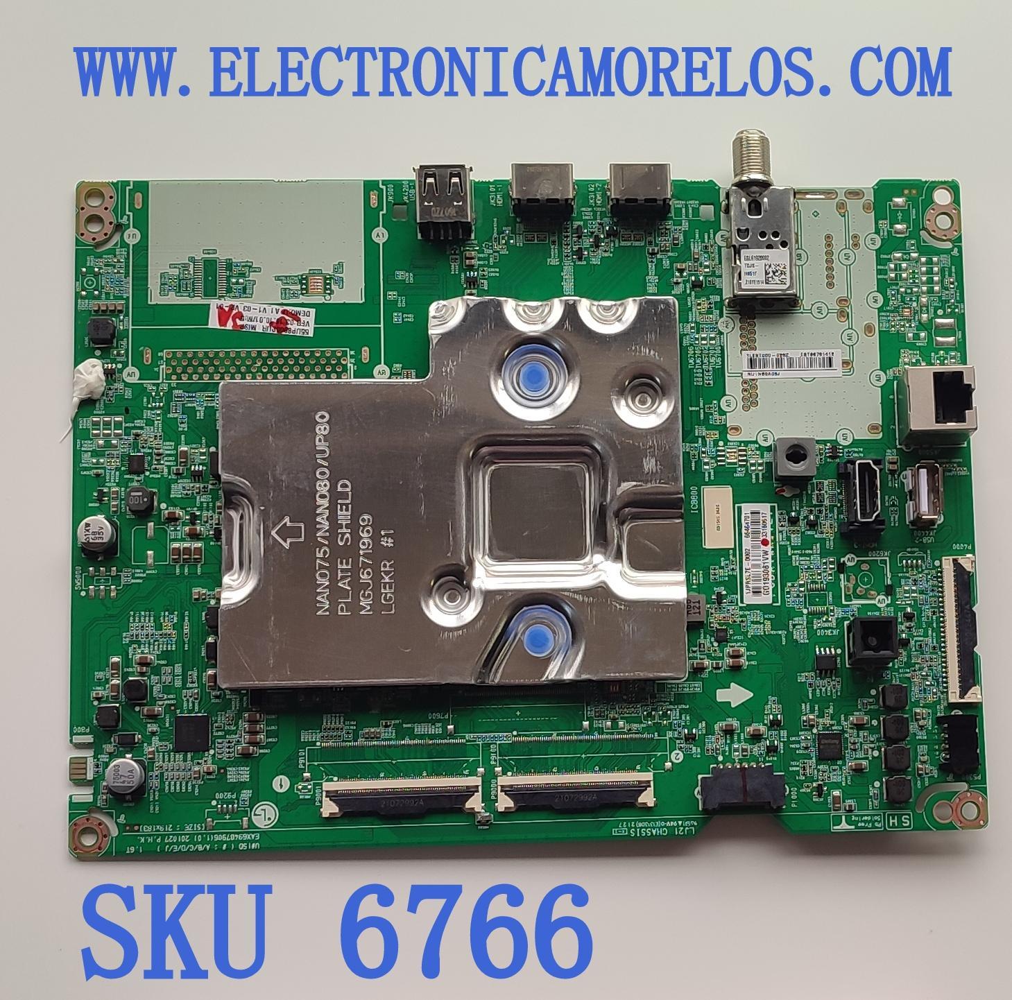 MAIN PARA TV LG / NUMERO DE PARTE EBT66781412 / EAX69487906(1.0) / 66464701 / 33160617 / PANEL NC550TQG-ABKH4 / DISPLAY HV550QUB-F1D / MODELO 55UP8000PUR	